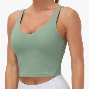 Green V-Neck Crop Top